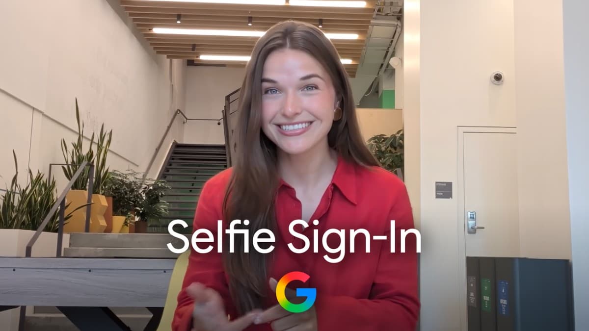 Google illustration promoting selfie video sign-in for Google Accounts