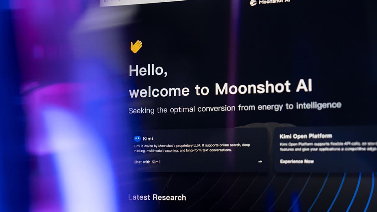 A computer screen showing information about Moonshot AI's Kimi chatbot