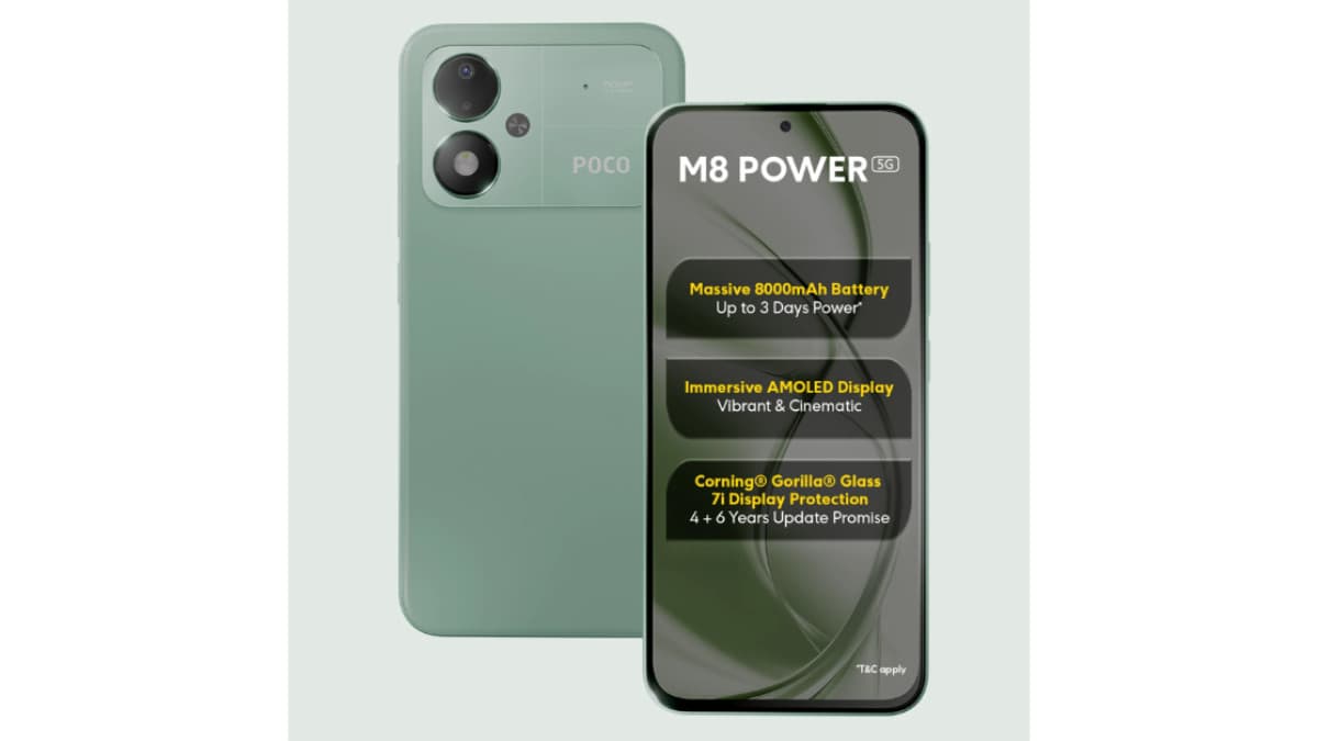 POCO M8 Power smartphone shown in product imagery from its launch