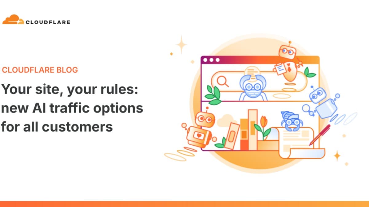 Cloudflare Content Independence Day illustration for new AI bot traffic options