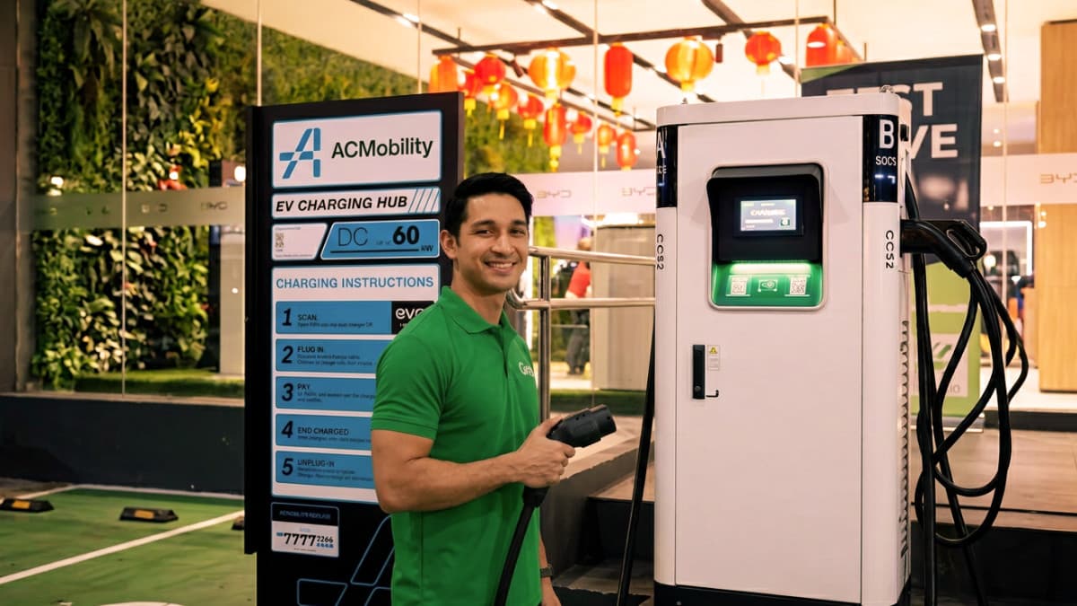 Grab photo release announcing its EV charging partnership with ACMobility and EVOxCharge