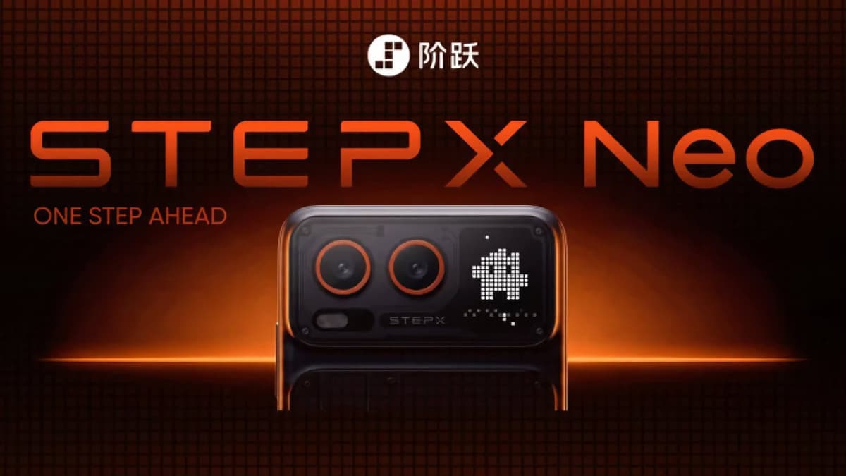 StepX Neo agentic smartphone displayed at StepFun's launch event