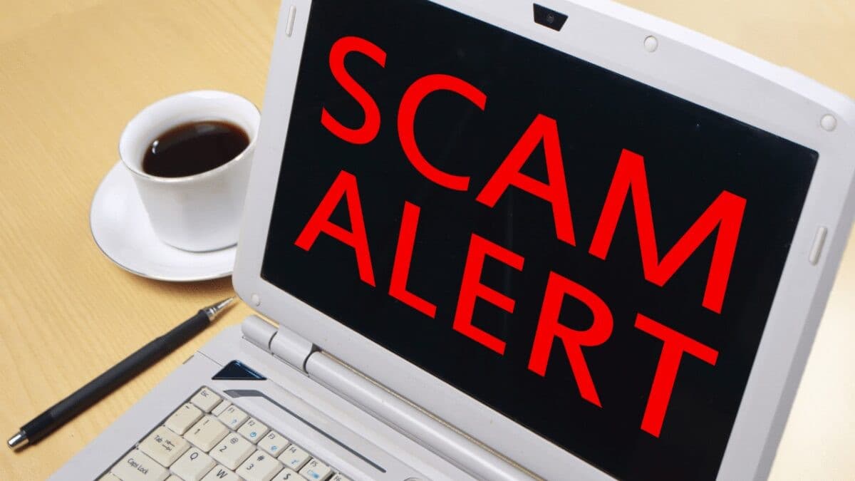 Online scam alert warning graphic