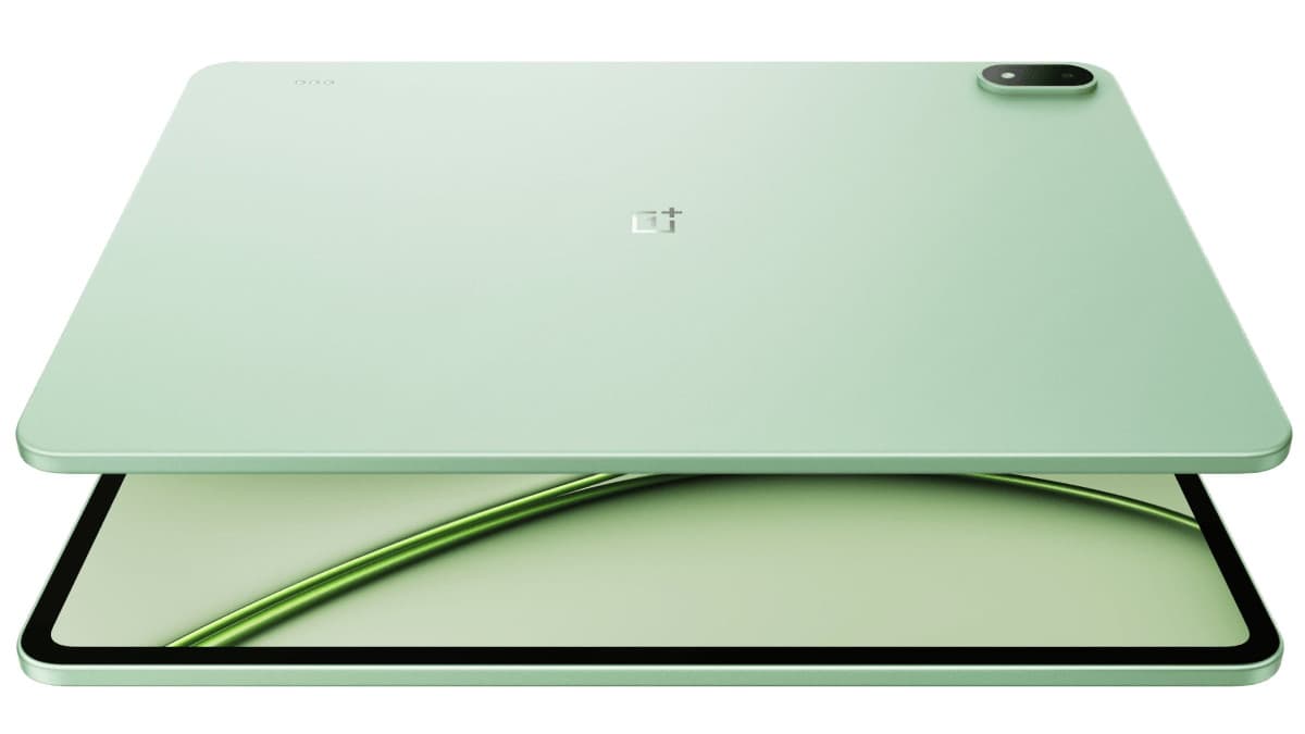OnePlus Pad 4 Android tablet shown at an angle with its screen on