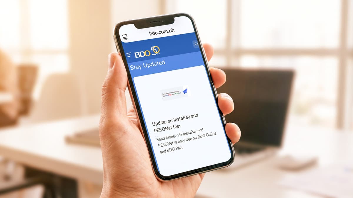 BDO Unibank branding used in a report on free InstaPay and PESONet transfers