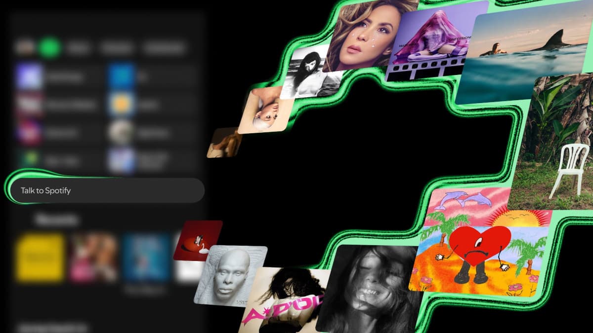 Spotify Talk to Spotify conversational AI chat interface on a smartphone