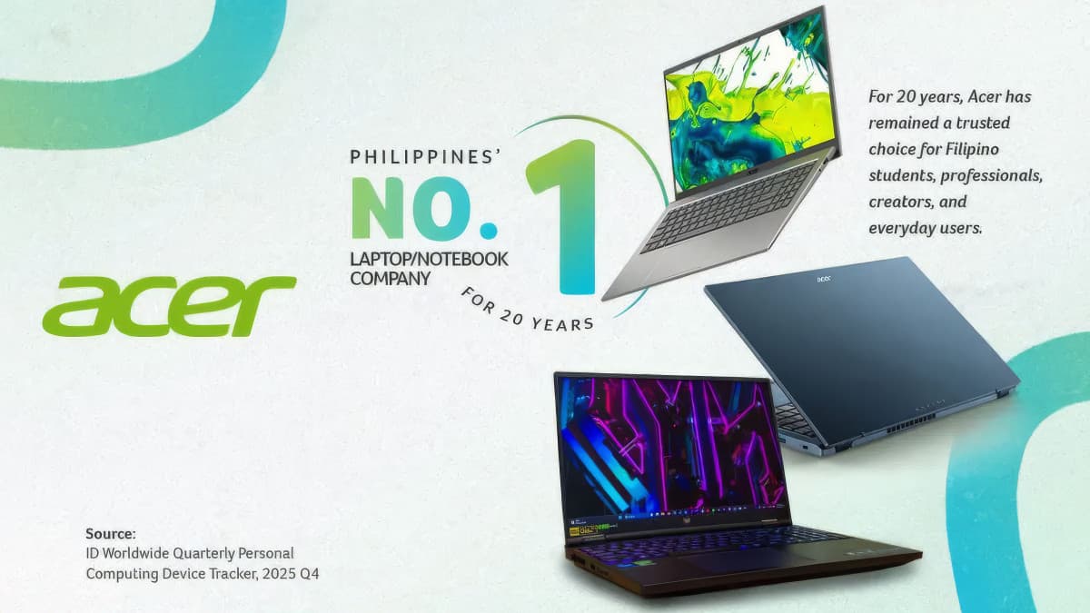 Acer marketing graphic celebrating its No. 1 laptop brand ranking in the Philippines