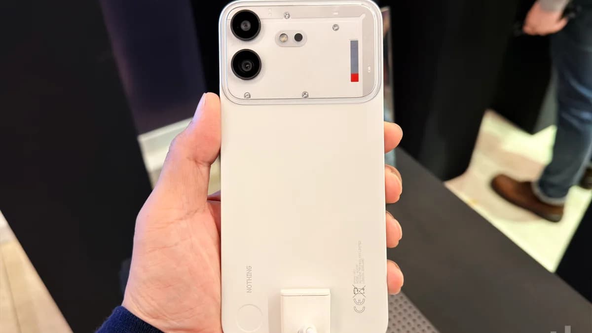 Nothing Phone (4b) showing its semi-transparent rear panel and Glyph lighting