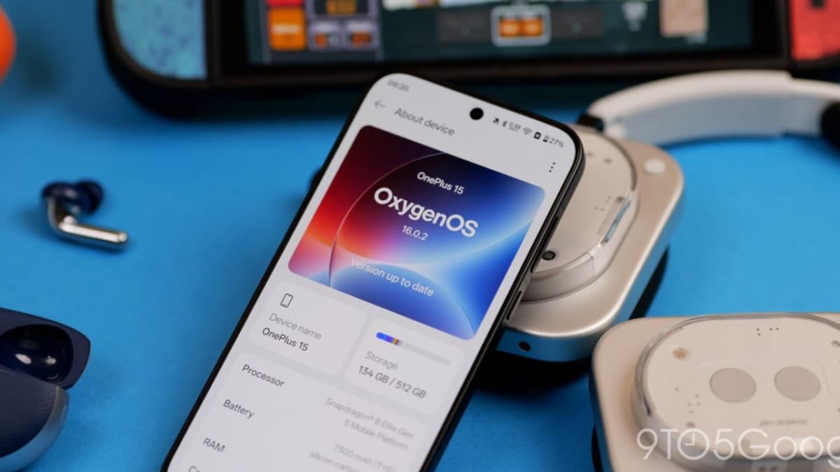 The OxygenOS logo on a dark background