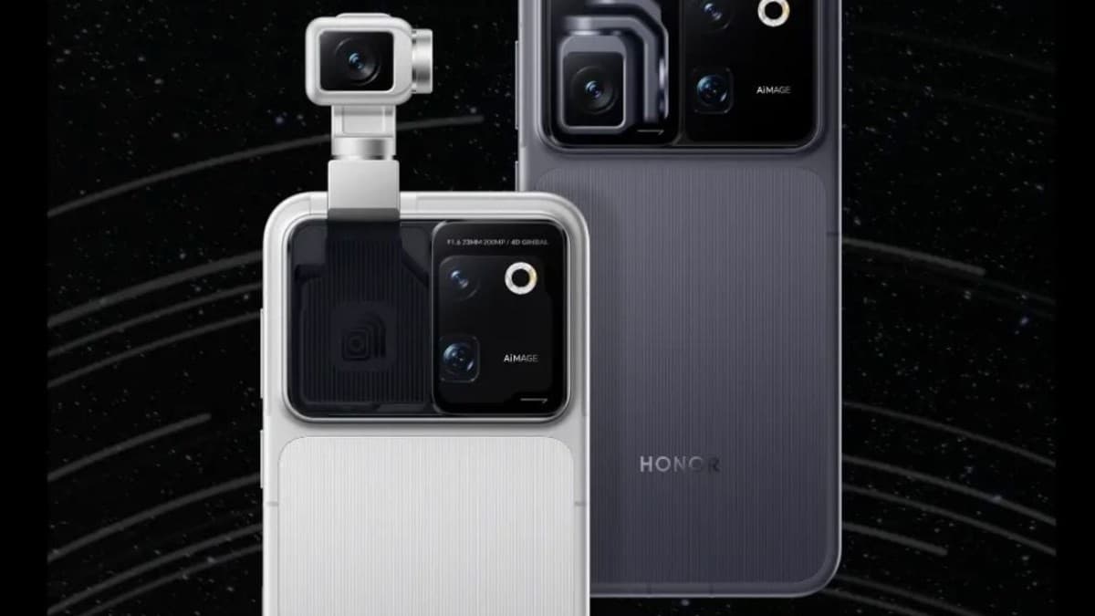 HONOR Robot Phone showing its extended motorized gimbal camera module