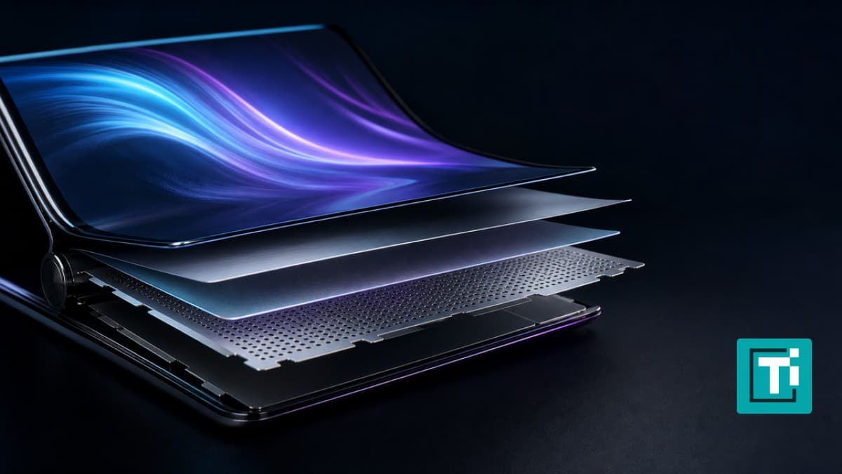 Samsung Flex Titanium foldable display technology promotional graphic
