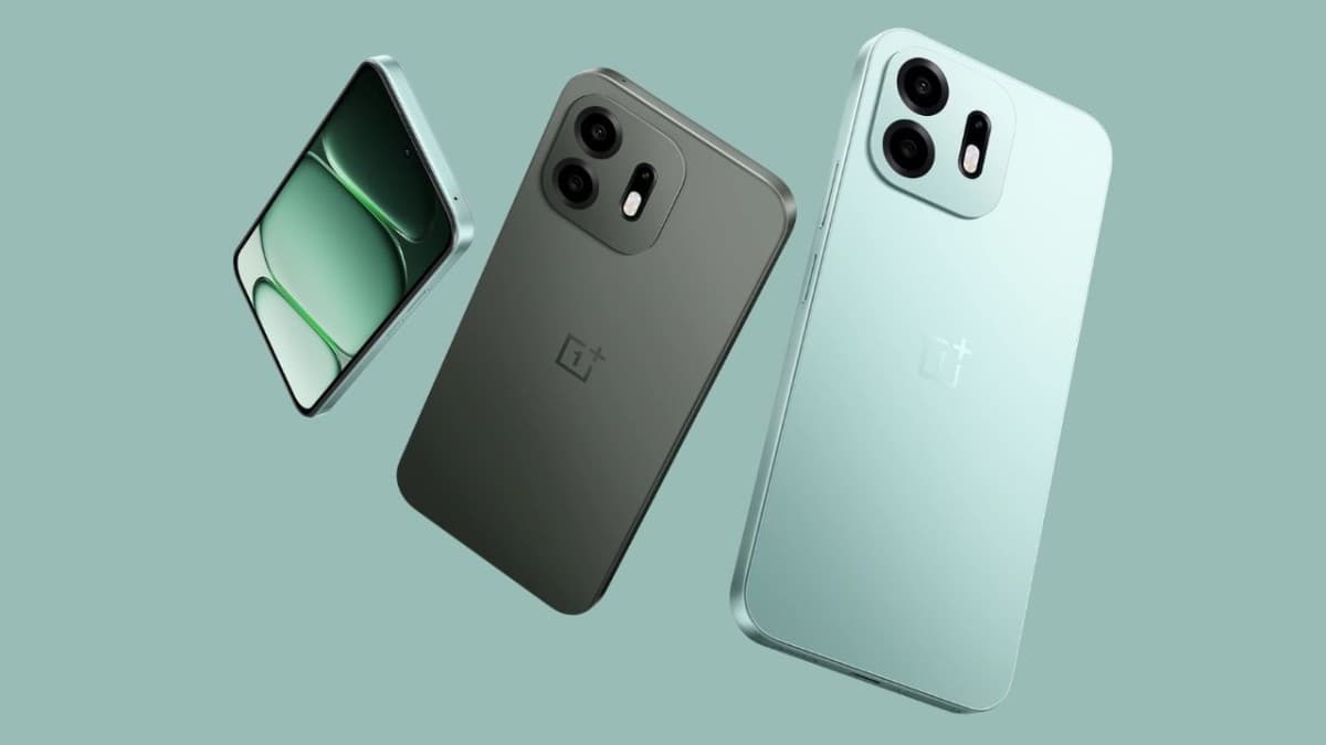 OnePlus N6 smartphone shown from the front and back in a mint green finish